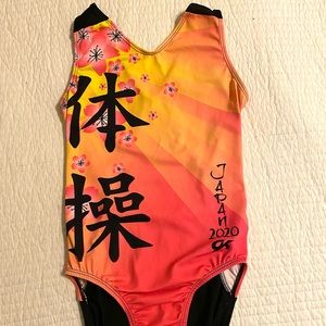 Bright colorful pink black orange Tokyo 2020 leotard GK brand sz AXS